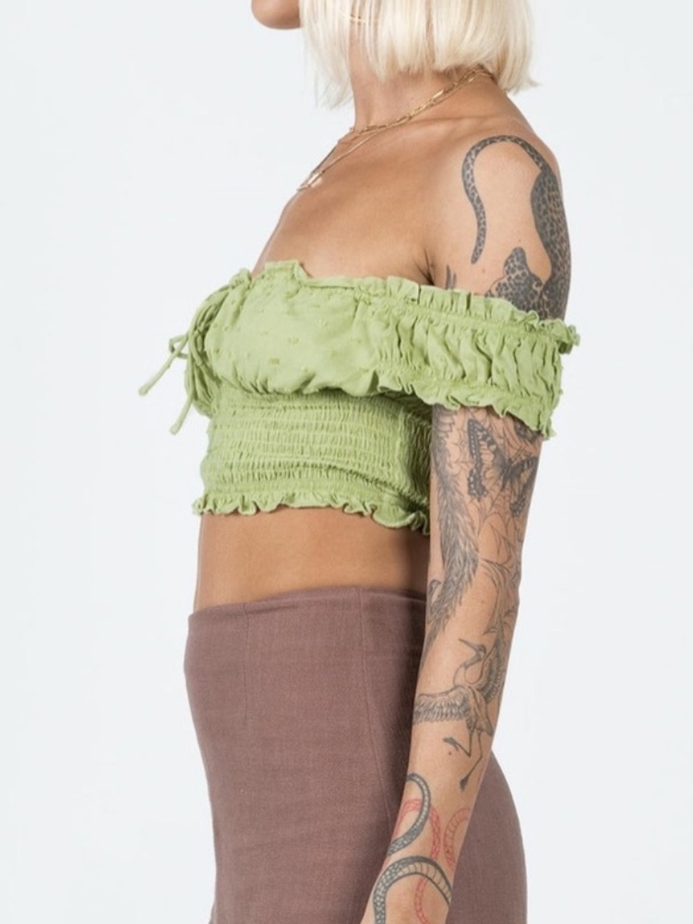 Princess Polly Asner Top Sage Green Size 4 - Picture 3 of 13